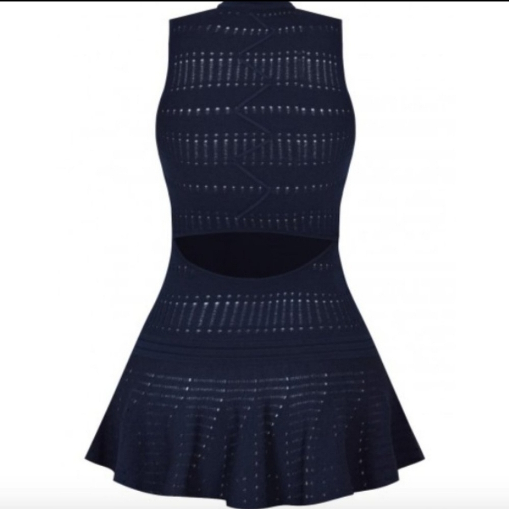 Jonathan Simkhai Pointelle Knit Peplum Tank Navy